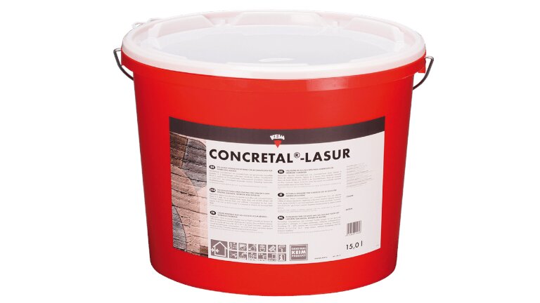 Concretal-Lasur, im roten Eimer mit weißem Deckel